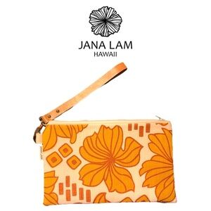 Jana Lam Hawaii ☀️ Classic Zipper Clutch + Leather Wristlet • Retro Bloom